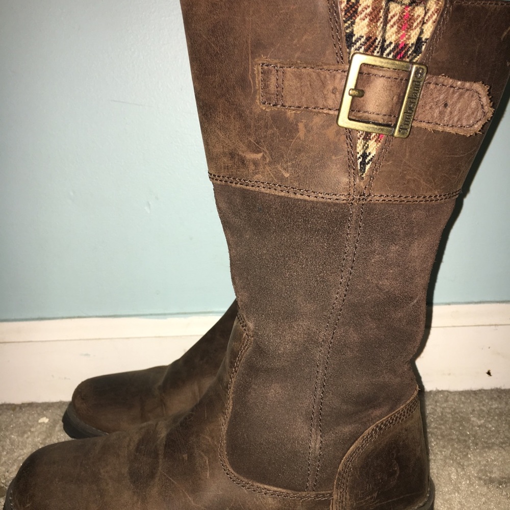 timberland brown real leather and suede boots